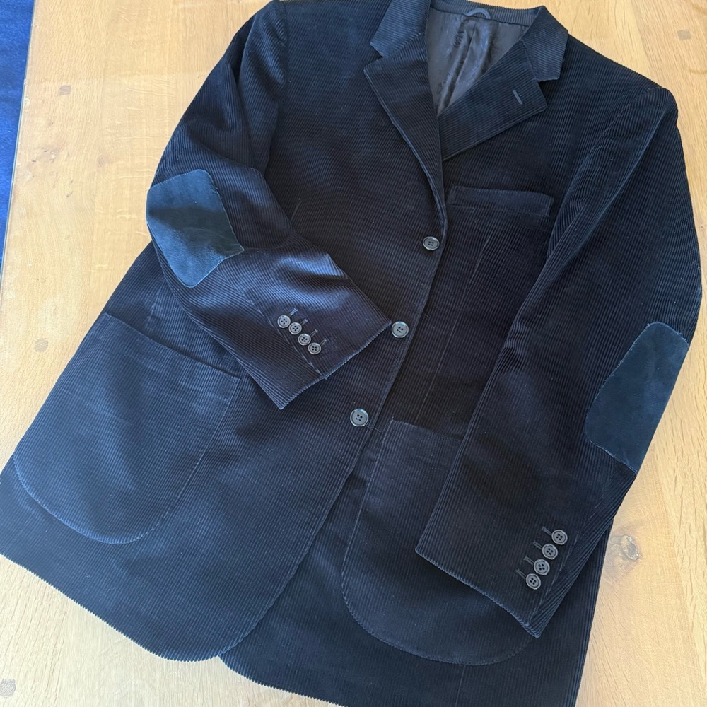 Black Corduroy Blazer with Elbow Patches